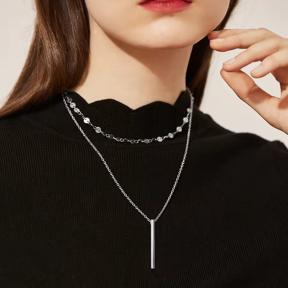 U7 925 Sterling Silver Heart Star Round Moon Necklaces